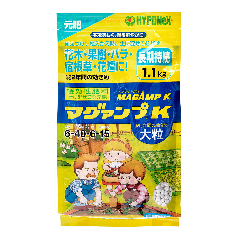 ハイポネックス　マグァンプK　大粒　1．1Kg　元肥　土に混ぜこむだけ　草花　球根【HLS_DU】　関東当日便