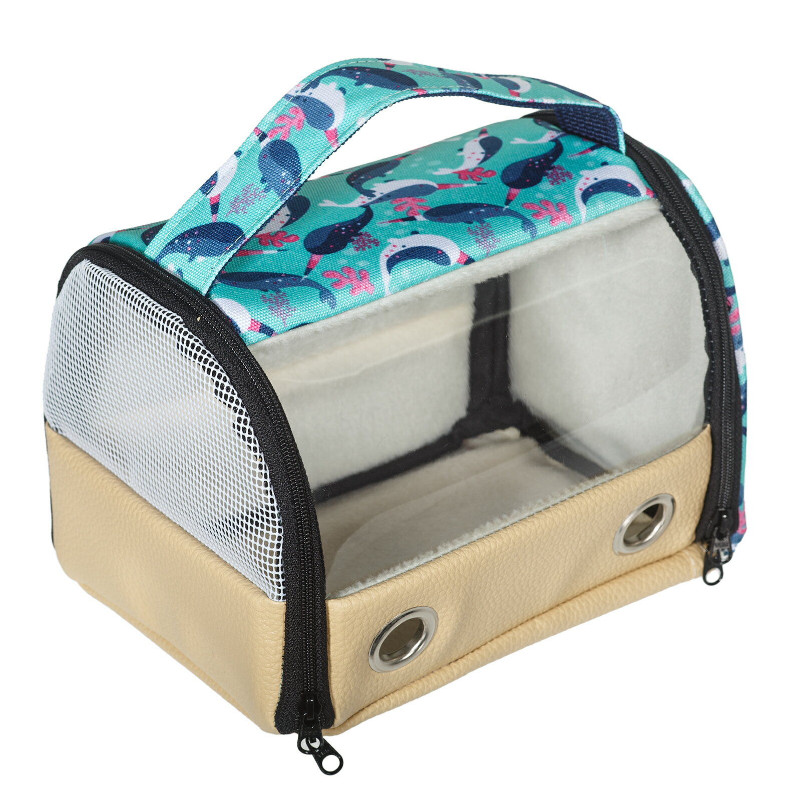 レインボー　プリント・クリアプチバッグ　お出かけ　キャリーバッグ　モモンガ　関東当日便