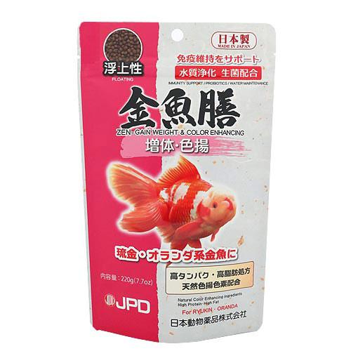 日本動物薬品 ニチドウ 金魚膳 増体色揚げ 浮上性 220g 金魚のえさ