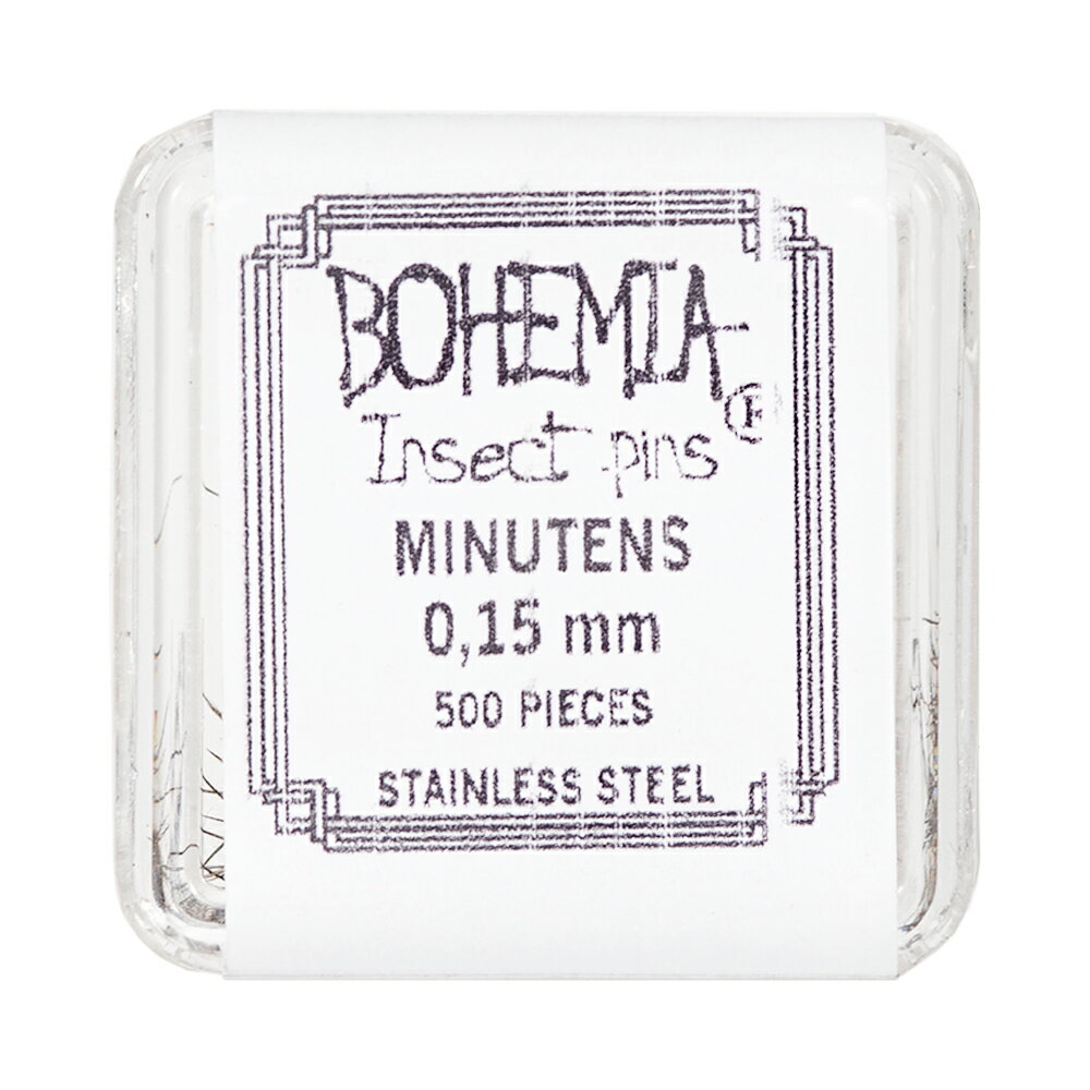 標本針　BOHEMIA　InsectPins　微針　直径0．15mm　500本入り　長さ12mm　関東当日便
