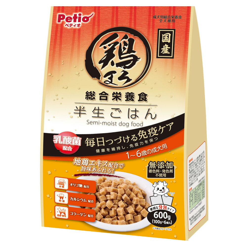 Premium - ペティオ　鶏まろ　総合栄養食　半生ごはん　1〜6歳の成犬用　600g（100g×6袋）　関東当日便