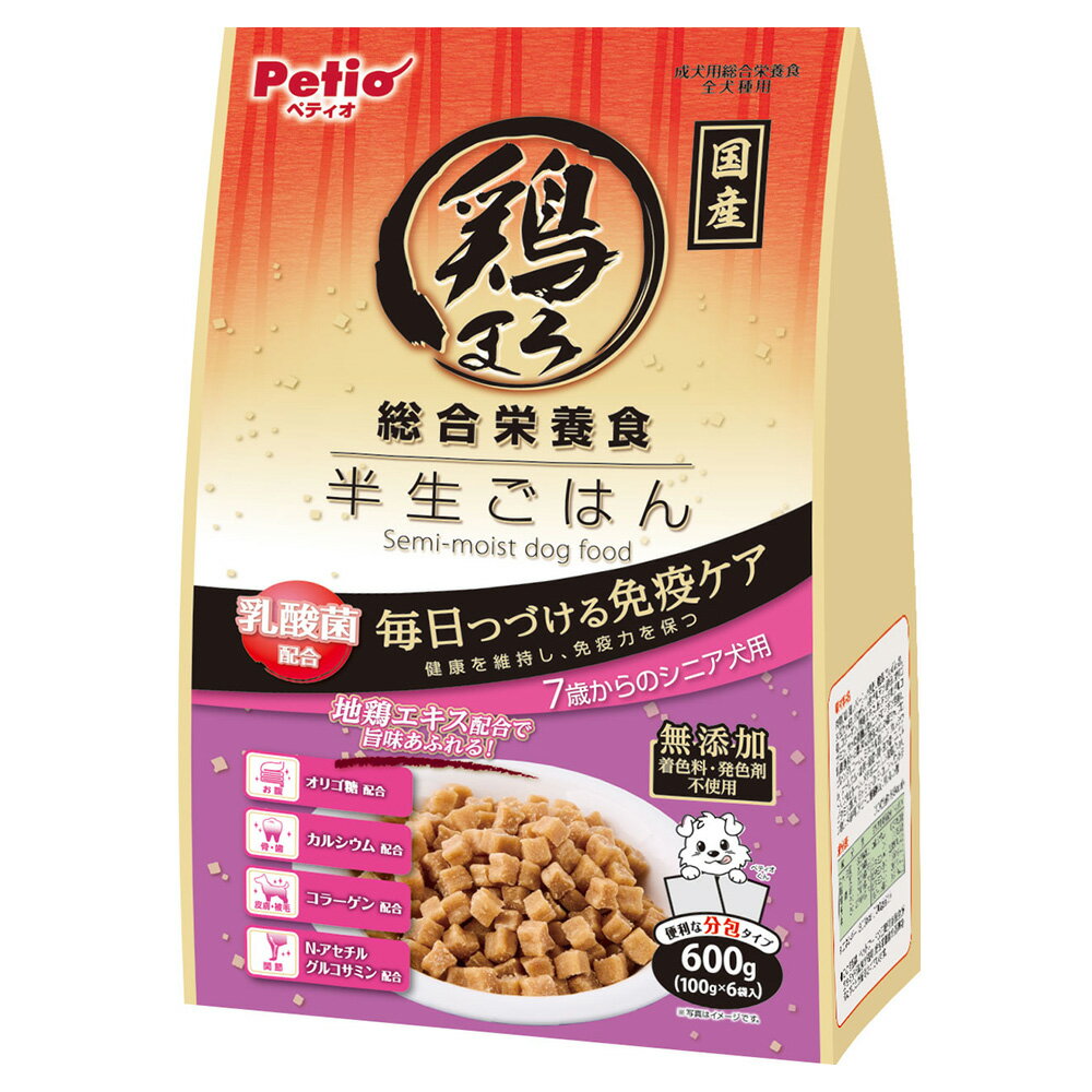 Rakuten - ペティオ　鶏まろ　総合栄養食　半生ごはん　7歳からのシニア犬用　600g（100g×6袋）　関東当日便