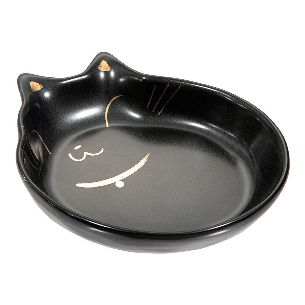 餐具 - 貝沼　猫用食器　猫の耳　黒　関東当日便