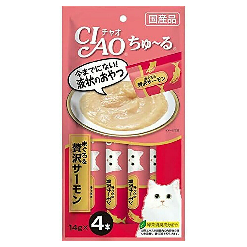 樂天商城 - いなば　CIAO　チャオ　ちゅ〜る　まぐろ＆贅沢サーモン　14g×4本×48　国産　ちゅーる　チュール　猫　関東当日便