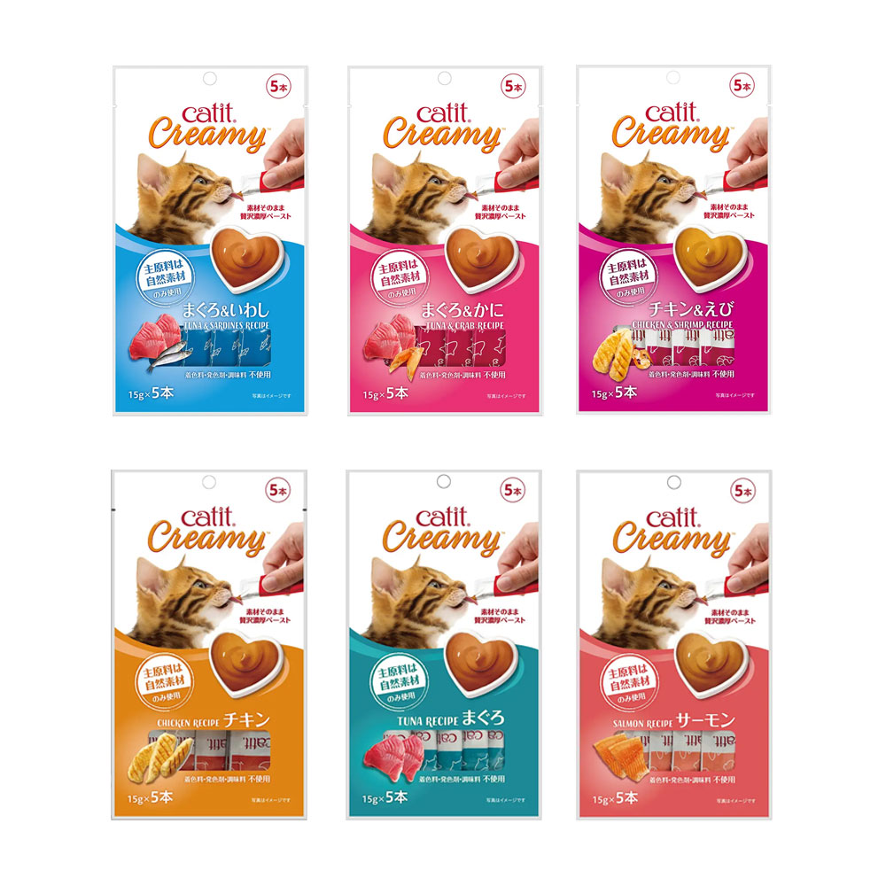 樂天商城 - 猫　おやつ　GEX　Catit（キャットイット）　Creamy　15g×5本　6種各1袋　関東当日便