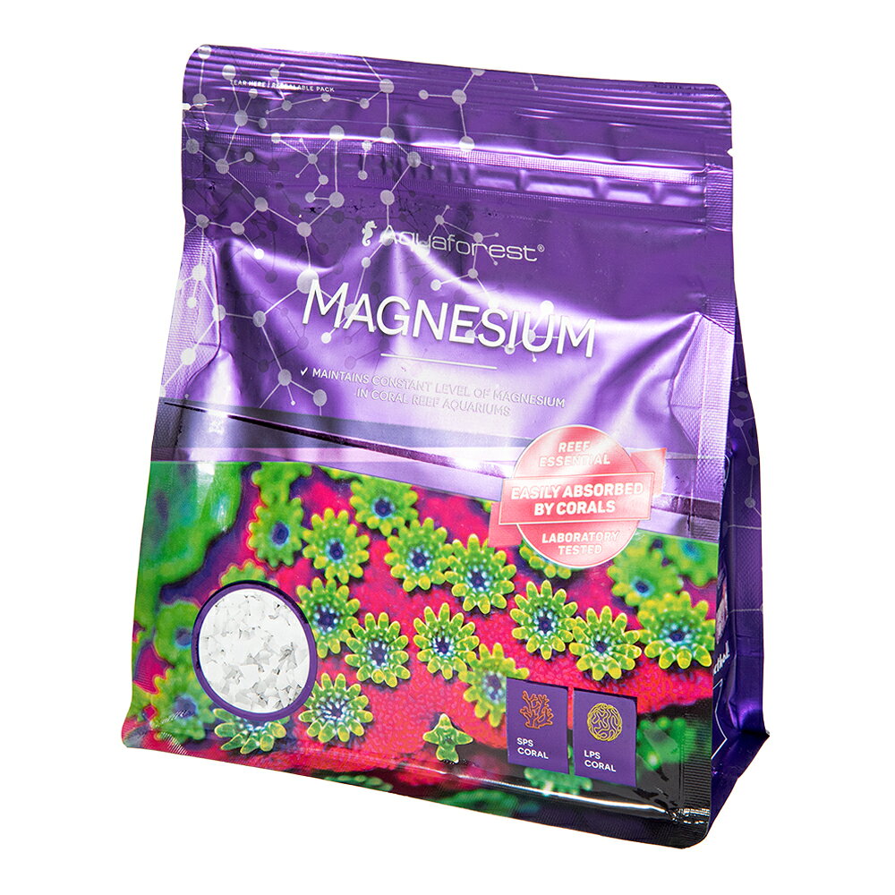 メーカー：アクアフォレスト水槽を安定させ、サンゴの健全な発育を促す鍵！アクアフォレスト　Magnesium　750g対象サンゴ礁水槽特長●サンゴ礁水槽のマグネシウム濃度を高めるための添加剤です。●マグネシウムはサンゴの健全な発育に不可欠です。マグネシウム濃度が低下すると、カルシウム濃度が適切に維持できなくなり、pH値が低くなりすぎる可能性があります。●サンゴ礁水槽におけるマグネシウムの推奨濃度は1180〜1460mg／l（ppm）です。内容量750g生産国ポーランドご注意※本品はアクアリウム用品です。目的以外の用途では使用しないでください。※基本的な水質や状態が整っている環境で使用する事をおすすめします。 … アクアフォレスト　Magnesium　750g　アクア用品　アクアリウム　アクア　アクアリウム用品　海水　海水水槽　サンゴ　サンゴ水槽　SPS　LPS　ソフトコーラル　ハードコーラル　水質調整　調整剤　添加剤　添加　添加液　5902026730334　20260612　kak　y26m06　Mg　マグネシウム　マグネシウム濃度　粉末　パウダー　粉