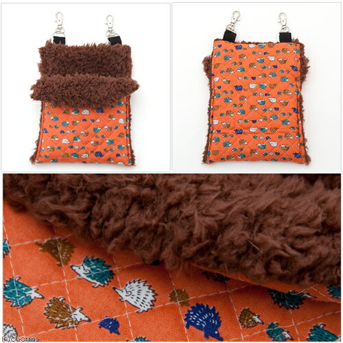 小動物の寝袋 S ハリネズミ柄 オレンジ ハン...の紹介画像2