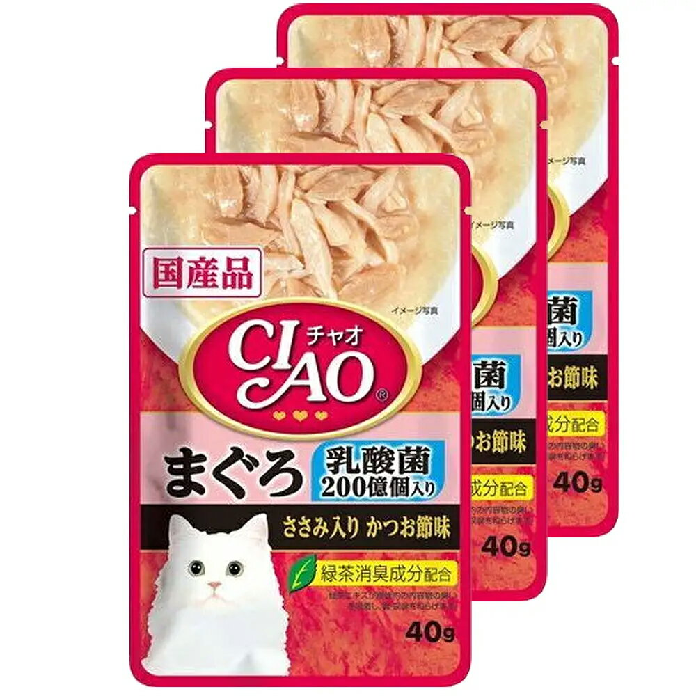 Ciao - いなば　CIAO　チャオ　乳酸菌入り　まぐろ　ささみ入りかつお節味　40g×3袋　関東当日便