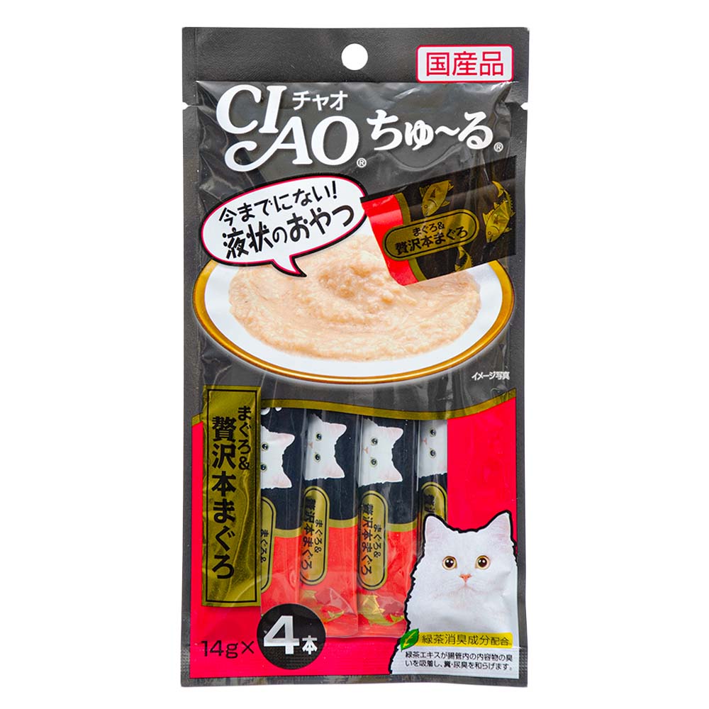 楽天charm 楽天市場店いなば　CIAO　チャオ　ちゅ～る　まぐろ＆贅沢本まぐろ　14g×4本　48袋入り　ちゅーる　チュール　猫【HLS_DU】　関東当日便