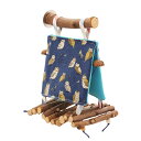 ふくろう柄のツリーハウス 【紺色】 ハンドメイド 小鳥 関東当日便