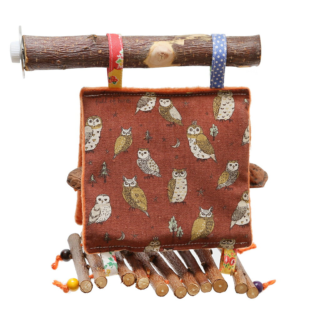 charm 楽天市場店のふくろう柄のツリーハウス　【茜色】　ハンドメイド　小鳥　関東当日便｜アングル3