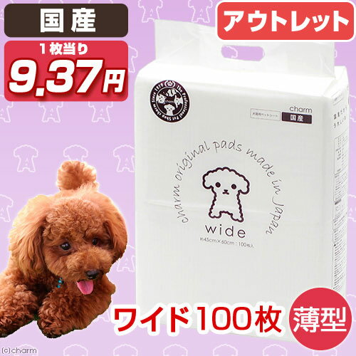 アウトレット品　国産ペットシーツ　1回交換タイプ　薄型　ワイド　100枚（ペットシーツ・ペットシート）　訳あり　関東当日便