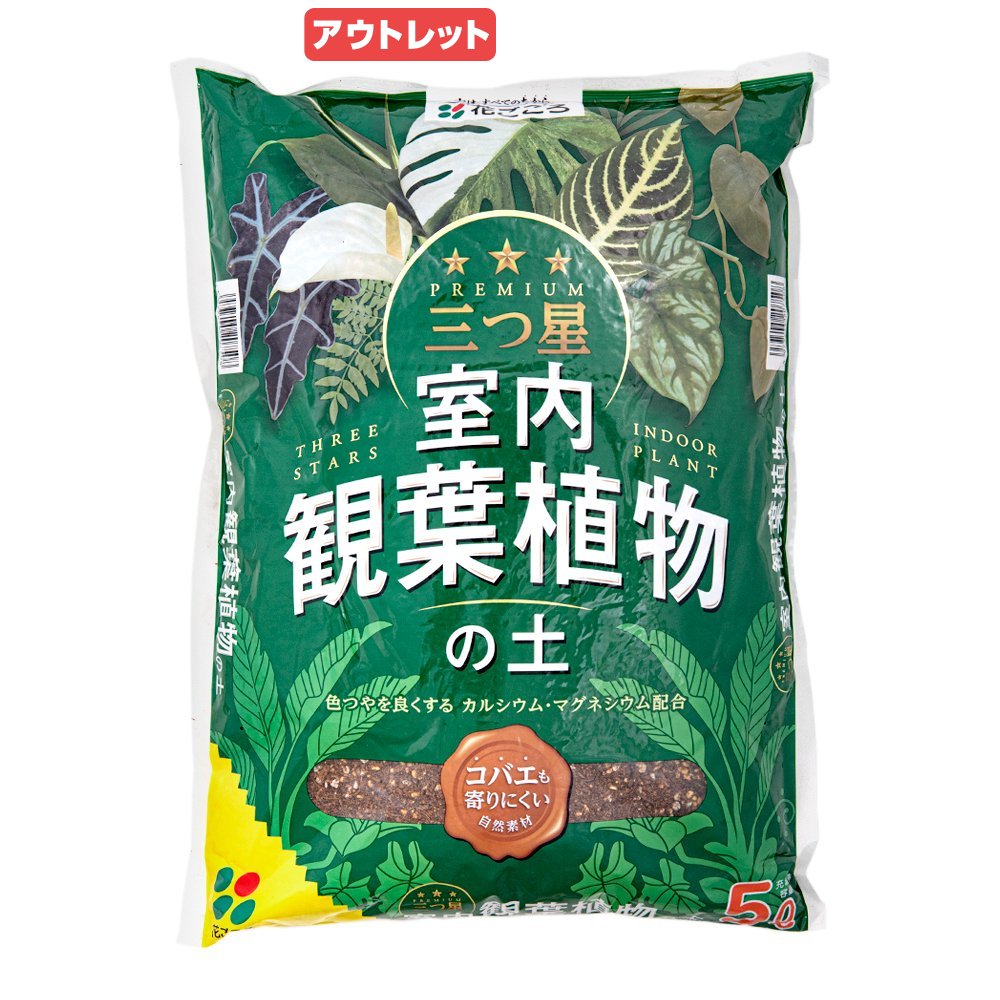 アウトレット品　培養土　花ごころ　三つ星　室内観葉植物の土　5L　コバエも寄りにくい　お一人様10点限り　訳あり　関東当日便