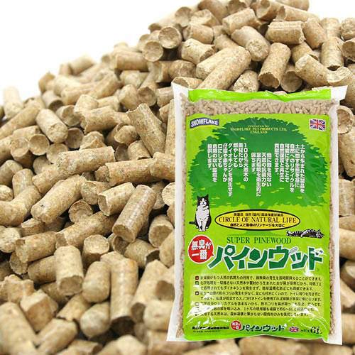 猫砂　パインウッド　特選品　6L　猫砂　針葉樹おがくず　流せる　燃やせる　お一人様4点限り　関東当日便