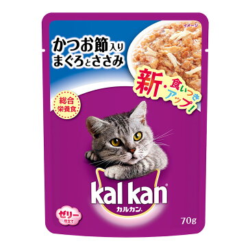 ボール売り　カルカン　パウチ　ジューシーゼリー仕立て　かつお節入りまぐろとささみ　成猫用　70g　1ボール16袋入り　関東当日便