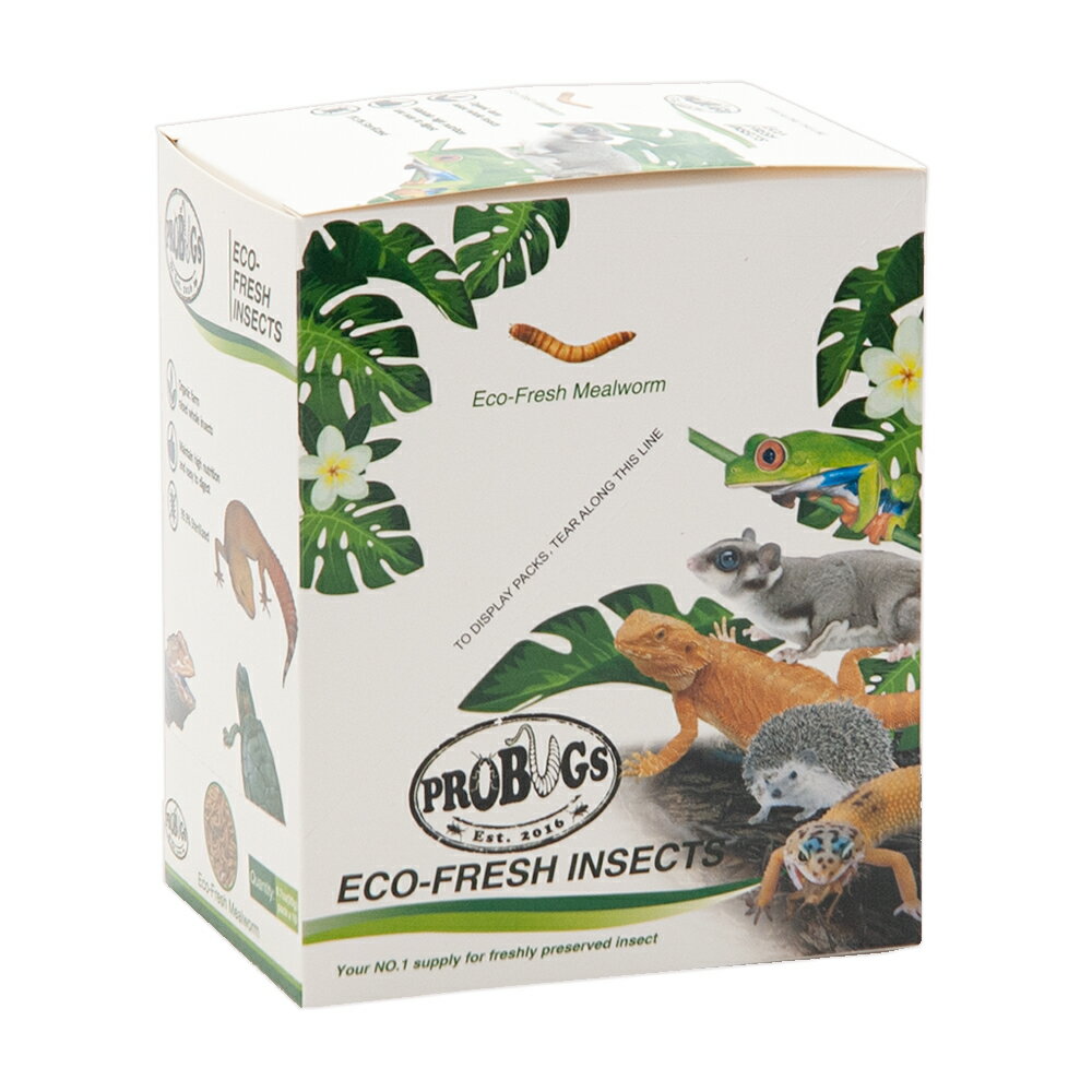 無農薬栽培飼料＆クリーンな環境で飼育した真空生昆虫「プロバグズ」PROBUGS　ECO-FRESH　INSECT　MEALWORMプロバグズ　真空生昆虫　ミルワーム　1箱（20g×10袋入）対象ハリネズミ、モモンガなどの小動物・アロワナなどの淡水魚・爬虫類・両生類特長●無農薬栽培された飼料で育てられたミルワームです。●病原菌など持ち込まないよう完備されたクリーンな環境で育てられています。●保存料不使用、オゾン水で殺菌済みの原料を生のまま真空パック、常温保存が可能です。●生のままなので栄養を損なわず消化吸収しやすい。●ミルワームは高タンパク、低脂肪のため昆虫食の動物全般に与えられます。●小型アロワナ、フラワーホーン、ブダイ、フクロモモンガ、ハリネズミ、ハムスター、鳥等に最適です。内容量20〜30mm　20g×10袋入り原材料ミルワーム（殺菌済み）学名Tenebrio molitor標準分析値粗タンパク質：18．0％以上、粗脂肪：10．0％以上、水分：65．0％以下、粗繊維質：6．0％以下、カルシウム：40mg以上（100g中）原産国中国ご注意※直射日光や高温多湿を避け冷暗所に保管してください。※開封後は冷蔵庫で保管しお早めにご使用ください。※本品は小動物、爬虫類、観賞魚専用飼料です。人間用ではありません。※乳幼児の手の届かない場所で保管してください。※本品の使用による生体の病気・死亡については一切保証出来ません。※製品中の水分は天然の昆虫の水分です。品質には問題ございません。プロバグズ　真空パック生昆虫　ミルワーム　20g　常温保存可　生餌　生き餌　エサ　餌　フードプロバグズ　真空パック生昆虫　ハリネズミ用　3種×1袋（ミルワーム・ライスワーム・シルクワーム蛹）保存用チャック袋付　生餌　生き餌プロバグズ　真空パック生昆虫　ハムスター用　3種×1袋（ミルワーム・ライスワーム・グラスホッパー）保存用チャック袋付　生餌　生き餌プロバグズ　真空パック生昆虫　爬虫類用　3種×1袋（ミルワーム・スーパーワーム・デュビア）保存用チャック袋付　生餌　生き餌　エサプロバグズ　真空パック生昆虫　モモンガ用　3種×1袋（ミルワーム・グラスホッパー・デュビア）　保存用チャック袋付　生餌　生き餌　エサツノガエル用フード　練り餌　「ff　num30」　100g　aquarium　fish　food　series … _kame　hwlist　naisyoku_syukei　PROBUGS　mv_pbgs　ECO-FRESH　INSECT　MEALWORM　ミルワーム　真空生昆虫　保鮮虫　プロバグズ　probugs_mw　箱売り　10set　for_arowama　for_samimal　for_fish　for_hachu　真空　ハリネズミ　モモンガ　アロワナ　淡水魚　爬虫類　両生類　トカゲ　カエル　生餌　生　ナマ　エサ　20210319　y21m03　MI　ジャイアントミルワーム　ビックミルワーム　生き餌　大型魚エサ　爬虫類エサ　爬虫類生餌　リス　ハムスター　昆虫食　ヘビ　鳥　インコ　セキセイインコ　うずら　九官鳥　フィンチ　十姉妹　レオパ　レオパード　クレス　クレステッド　ゲッコウ　ゲッコー　ツノガエル　ベルツノ　フトアゴ　motohakouri　プロバグス　アクアリウム2007mnygo　compari　ミールワーム　餌　フード　ご飯　ゴハン　hw1fnslist【送料無料】プロバグズ　真空パック生昆虫　ミルワーム　1箱（20g×10袋）＋1袋■この商品をお買い上げのお客様は、下記商品もお買い上げです。※この商品には付属しません。■プロバグズ　真空パック生昆虫　ミルワーム　20g　常温保存可　生餌　生き餌　エサ　餌　フードプロバグズ　真空パック生昆虫　ハリネズミ用　3種×1袋（ミルワーム・ライスワーム・シルクワーム蛹）保存用チャック袋付　生餌　生き餌プロバグズ　真空パック生昆虫　ハムスター用　3種×1袋（ミルワーム・ライスワーム・グラスホッパー）保存用チャック袋付　生餌　生き餌プロバグズ　真空パック生昆虫　爬虫類用　3種×1袋（ミルワーム・スーパーワーム・デュビア）保存用チャック袋付　生餌　生き餌　エサプロバグズ　真空パック生昆虫　モモンガ用　3種×1袋（ミルワーム・グラスホッパー・デュビア）　保存用チャック袋付　生餌　生き餌　エサツノガエル用フード　練り餌　「ff　num30」　100g　aquarium　fish　food　series