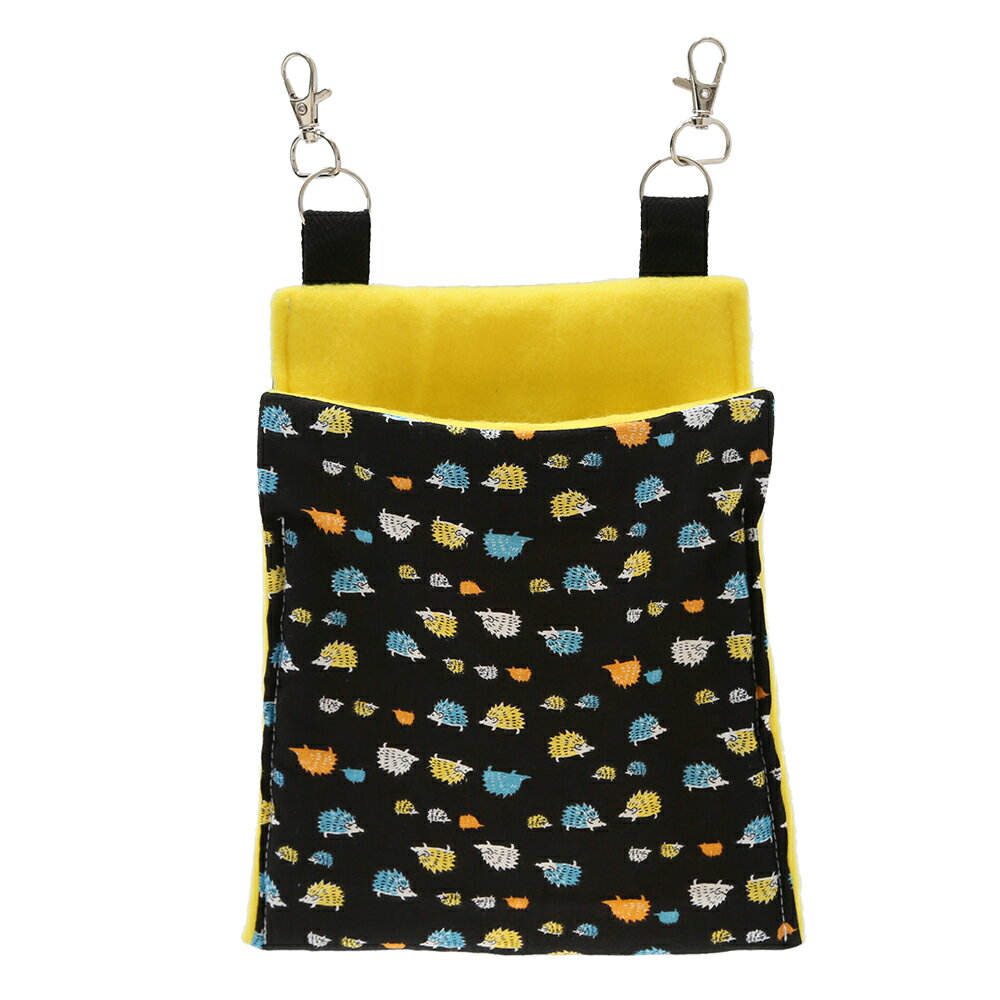 小動物の寝袋【フリース】S ハリネズミ柄 ブラック ハンドメイド 関東当日便