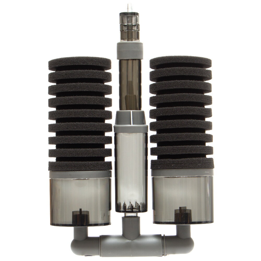 ろ材が入れられるスポンジフィルター　ダブル　大　グレー　アクアリウム用品　Leaf　関東当日便