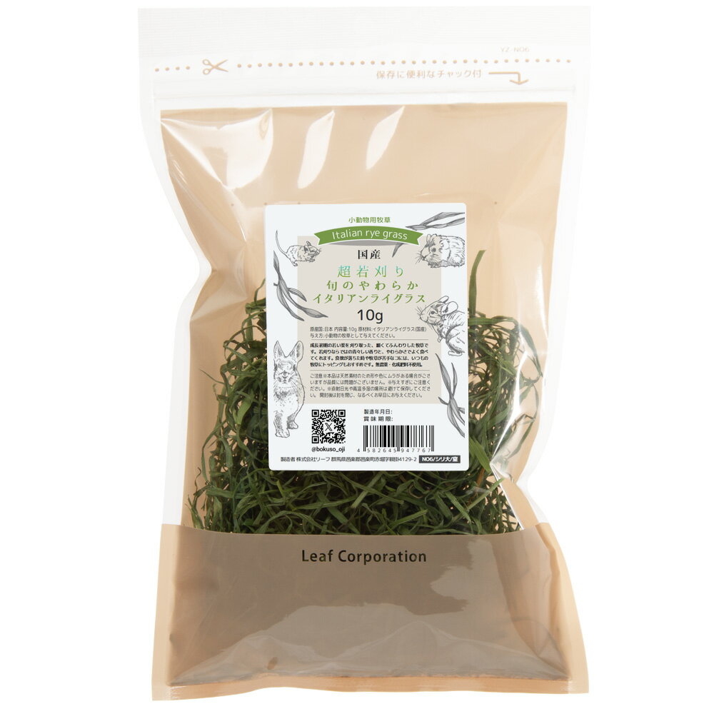 うさぎ 牧草 令和7年産 国産 超若刈り 旬のやわらかイタリアンライグラス 10g 関東当日便