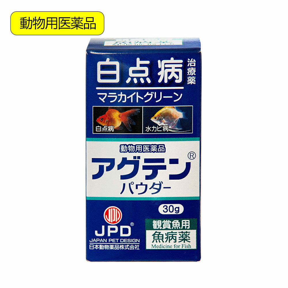 動物用医薬品　観賞魚用魚病薬　ニチドウ　アグテンパウダー　30g　薬効2～3日間　水草可　白点病　尾ぐされ症状　水カビ病　外傷　細菌性　感染症【HLS_DU】　関東当日便