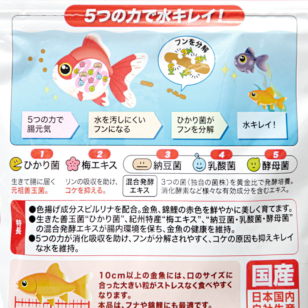 キョーリン　きんぎょのえさ　5つの力　色あげ　中粒　200g　コケ・汚れ軽減　善玉...