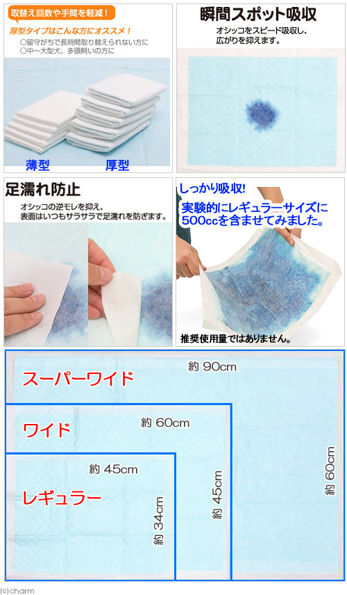 ペットシーツ　レギュラー　厚型　72枚　4袋　＋　除菌消臭水500mLとウェットティ...