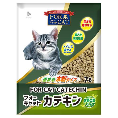 猫砂　新東北化学工業　フォーキャット　カテキン　7L×6袋　猫砂　木粉　お茶葉　固まる　流せる　燃やせる　お一人様1点限り【HLS_DU】　関東当日便