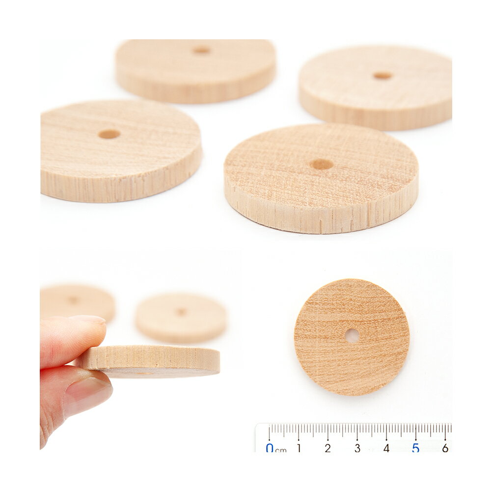 広葉樹製丸ワッシャー　4枚入り　直径4cm×0．5cm（中心穴直径5mm）　固定式かじり木用　関東当日便 3