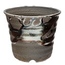 盆栽鉢 信楽焼 植木鉢 鉄釉ソリ深 11×9cm 多肉植物 山野草 関東当日便