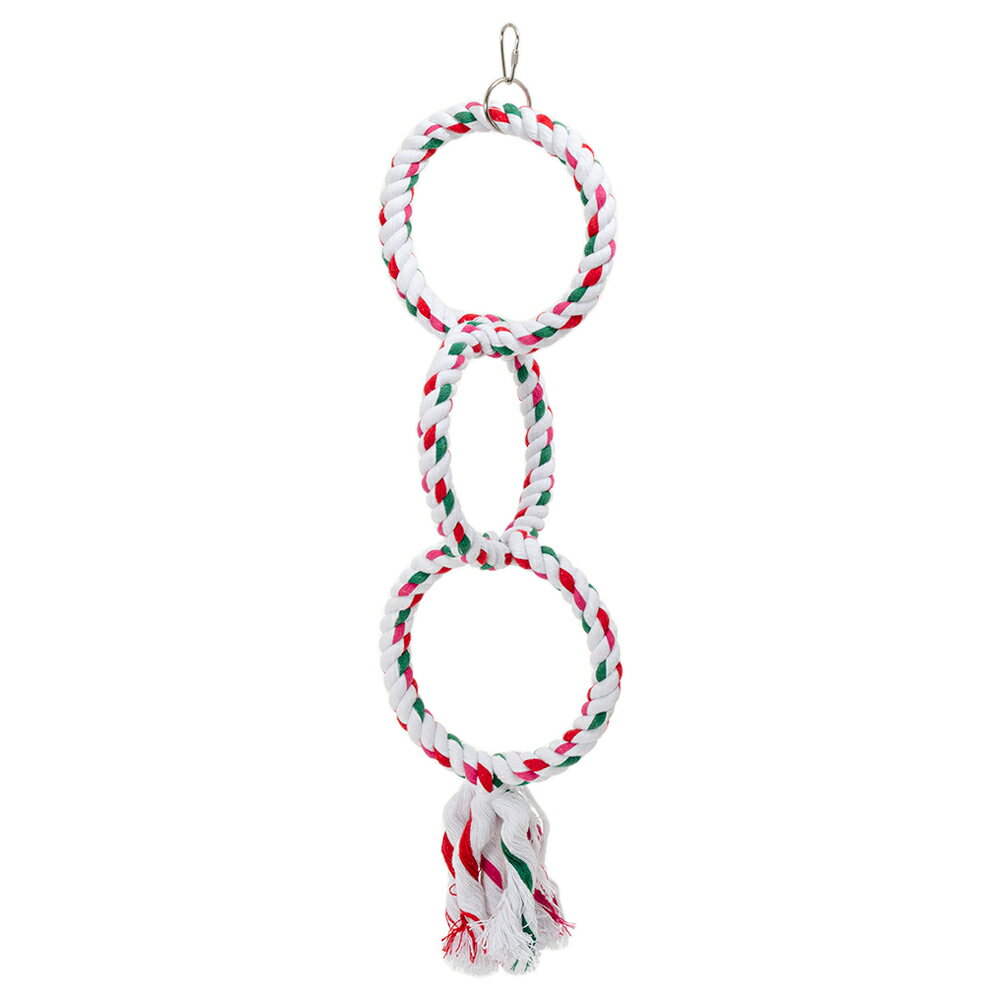 fuu　3連カラーロープリング　鳥　おもちゃ　吊り下げ式　関東当日便