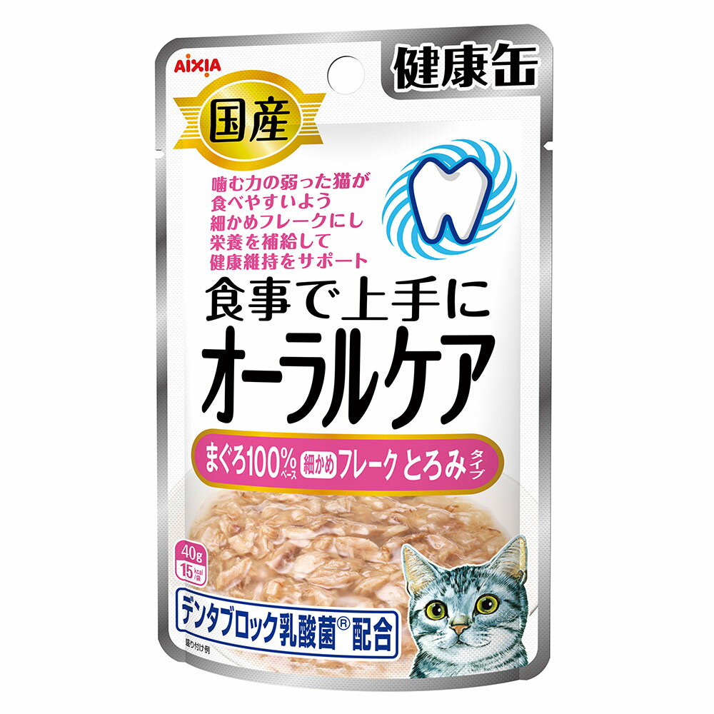 アイシア　健康缶　パウチ　オーラルケア　まぐろ　とろみ　40g×12袋　国産　関東当日便