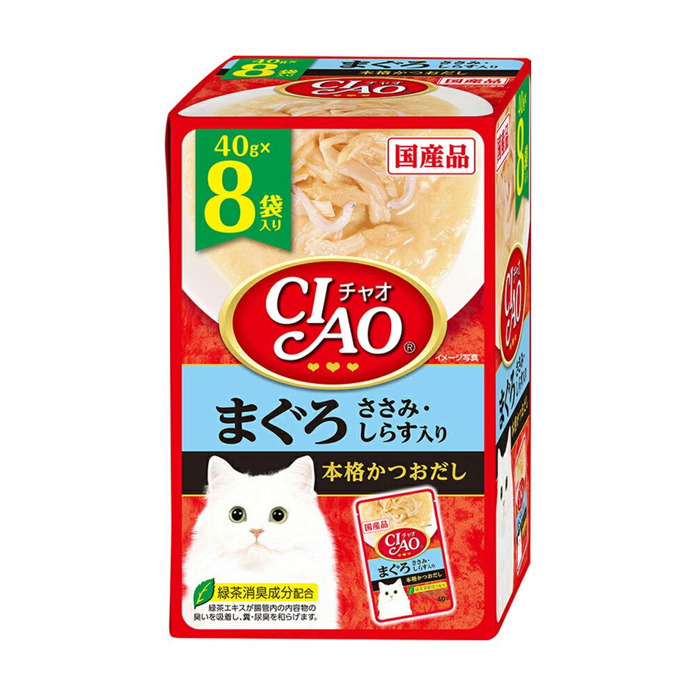 乐天商城 - いなば　CIAO　チャオ　パウチ　8袋入り　まぐろ　ささみ・しらす入り　40g×8袋　関東当日便