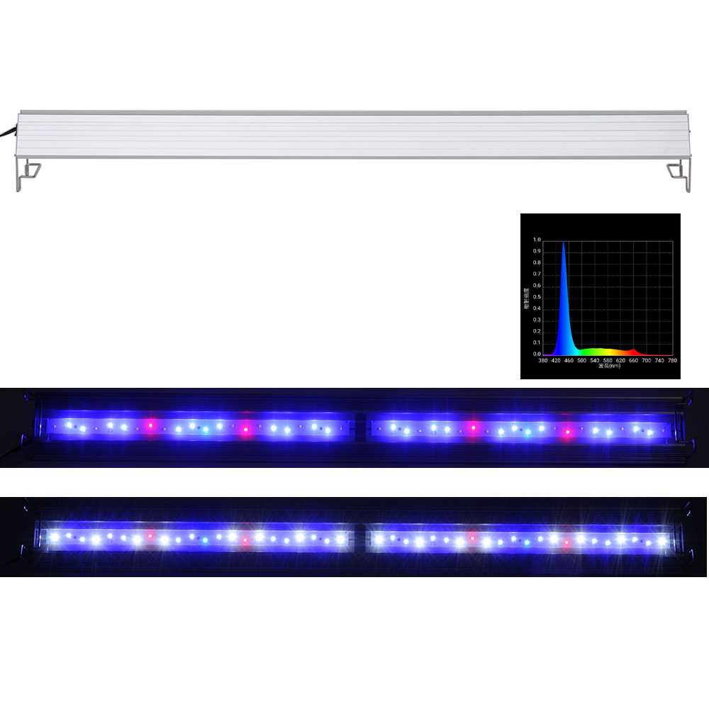 メーカー：アクロ品番：LED-M900-B5 ▼▲※リフトなどを使用して水槽の内側にも掛けて設置するタイプの照明の場合、ガラスフタが設置できなくなる場合があります。お手持ちの水槽と照明の設置方式を良くご確認の上、お選びください。海水魚・ソフトコーラルに最適な高性能LEDライト！アクロ　TRIANGLE　LED　MARINE　900対象90cm水槽（87〜96cm水槽まで設置可能）ガラス厚12mmまでのフレームレス水槽に対応フレーム水槽にも対応特長●アクロシリーズオリジナルの高性能LEDライト（90cm水槽用）です。●「マリン」は海水魚・ソフトコーラルの育成を目的に開発されたモデルです。●ブルーとブルーホワイト光をスイッチで切り替えできるようになりました。●青色LEDチップには波長450nm、放射パワー450mW／個のスペックのチップを採用しています。●三角形のアルミボディが特徴的で、その表面にはアルマイト加工が施されており耐食性、耐摩耗性に優れます。●設置方法はライトリフトを使用した方式と、吊り下げ式と2通りからお好きな方を選べます。●アクロシリーズの水槽と組み合わせて、ハイクオリティな本品の明るさでぜひ海水魚やサンゴの鮮烈な色彩をご堪能ください。数量1台（ワイヤー50cm×2本、ガラスフタ対応ライトリフト2個（1セット）付属）仕様電源：入力AC−100V　50／60Hz消費電力：41．4W色温度：20000K相当全光束：3110lm相当照射角度：120°本体表面最高温度：約50℃素子カバーのアクリル板厚：1．6mm耐熱温度（アクリル板）：80℃まで板の透明度：93％サイズ（約）本体：幅86．2×奥行き9．5×高さ5cm電源コード長：150cm吊り下げ金具付属ワイヤー長：50cmライトリフト：左右伸縮幅12cm重量（約）1．58kgご使用方法【ライトリフトを使用する場合】●ライトリフトを取り付ける穴の位置を確認します。●ライトリフトを本体左右側面の穴に差し込みます。●入りにくいときは、両脇を押して、まっすぐにすると入りやすくなります。●水槽の枠に合うサイズにライトリフトの位置を合わせ、水槽に設置します。【吊り下げをする場合】●吊り下げ金具セットを用意します。金具の上部のバーを押すと、ワイヤーの長さ調節が可能となります。（取り付け後も変更は可能です。）●ワイヤーを少し吊り下げ金具から伸ばした上で、適度な長さに調節します。金具を本体上部のライトの溝に取り付けます。●取りつけが完了後、ネジを閉めて金具の位置を固定します。●天井に設置するか、または別売のライトスタンドなどに付属のワイヤーを使用して吊るします。●ワイヤーの長さを調節し、水槽までの高さをお好みの高さに変更します。（水面より約10cm程度がおすすめです。）【設置が完了したら】●電源をコンセントに差しこみ、スイッチを入れると点灯します。※ライトの落下事故防止のため、必ず水槽用のフタをご使用ください。ご注意※本品は海水魚・サンゴ水槽用LEDライトです。目的以外の用途では使用しないでください。スーパークリア　アクロ90Sスリム（90×30×36cm）　ロゴ付き　オールガラス水槽　90cm水槽　水槽90　お一人様1点限り … sfset　_aqua　アクロ　TRIANGLE　LED　MARINE　900　Aqullo　Series　アクア用品　LED照明　ライト　90cm水槽　大型水槽　本格派　青　ブルー　熱帯魚　海水魚　サンゴ　ソフトコーラル　好日性　アフリカンシクリッド　高性能　4580295213720　20181028　KK　トライアングル　高演色性　省エネ　LED-M900-B5　aqullo_series0613　aqullo_triangle_series　マリン　マリーン　ブライト　おにぎりLED　海水用　海水水槽　アクアリウム　マリンアクアリウム　アクアリウム用品　水槽用品　アクアリウムライト　opa2_none　10py1316aqll　sns2106onigiri　LPS　キクメイシ　マメスナ　マメスナギンチャク　ウミアザミ　ツツウミヅタ　カクレクマノミ　クマノミ　ハナガタサンゴ　スコリミア　ナガレハナサンゴ　キッカサンゴ　照明器具　aqlled202209　lineLED_bassic_marine　20000K　照明　水槽アクロ　TRIANGLE　LED　MARINE　900　スタンドセット　20000K　海水魚　サンゴ　照明　水槽　ライト■この商品をお買い上げのお客様は、下記商品もお買い上げです。※この商品には付属しません。■スーパークリア　アクロ90Sスリム（90×30×36cm）　ロゴ付き　オールガラス水槽　90cm水槽　水槽90　お一人様1点限り