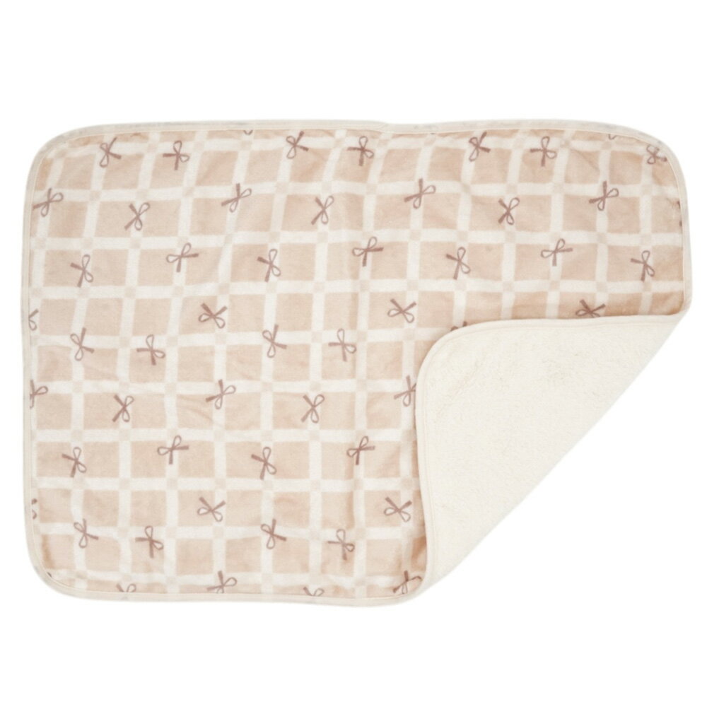 アウトレット品 犬猫 ブランケット チェックリボン ふわふわ ブランケット M ベージュ 訳あり 関東当日便