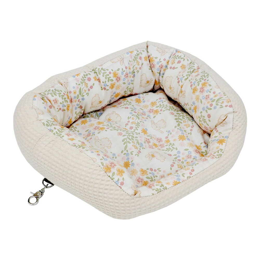 レインボー うさぎ柄 もこもこベッド L 関東当日便