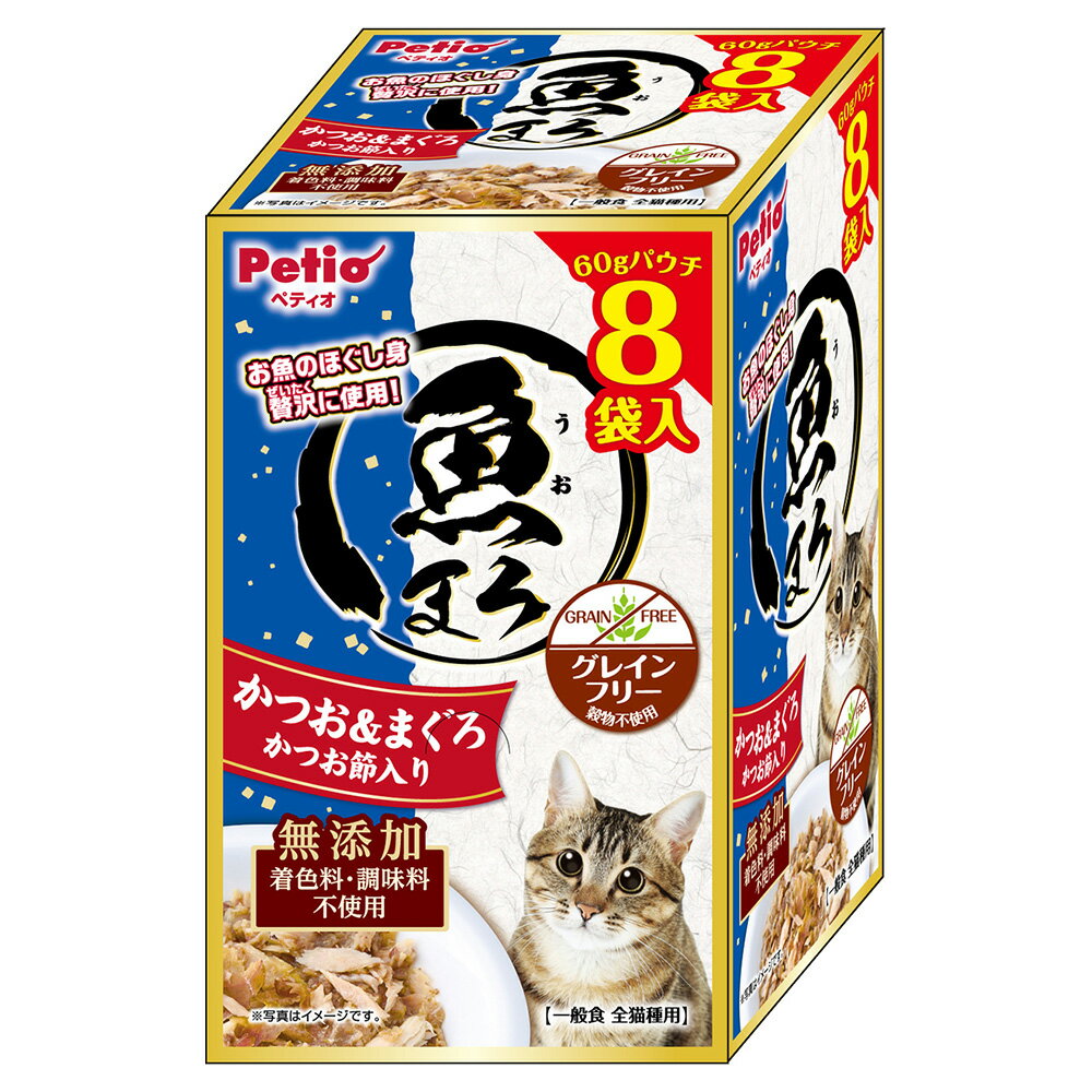 Other Wet Food - 猫　ペティオ　魚まろ　かつお＆まぐろ　かつお節入り　60g×8袋　関東当日便