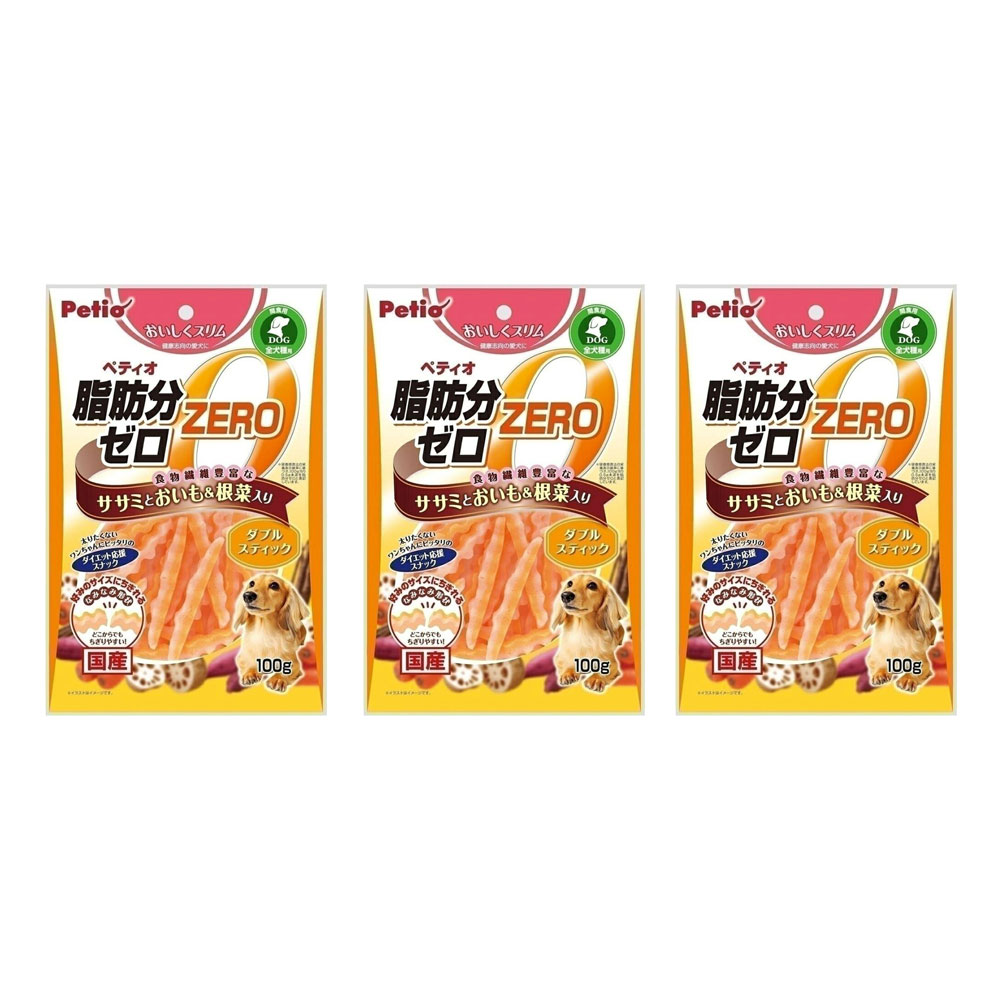 乐天商城 - ペティオ　おいしくスリム　脂肪分ゼロ　ダブルスティック　ササミとおいも＆根菜入り　100g×3　犬　おやつ　ささみ　関東当日便