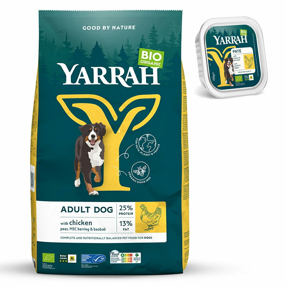 乐天商城 - ドッグフード　YARRAH　ヤラー　オーガニックドッグフード　チキン　2kg＋ウェットのおまけ付き　正規品　関東当日便