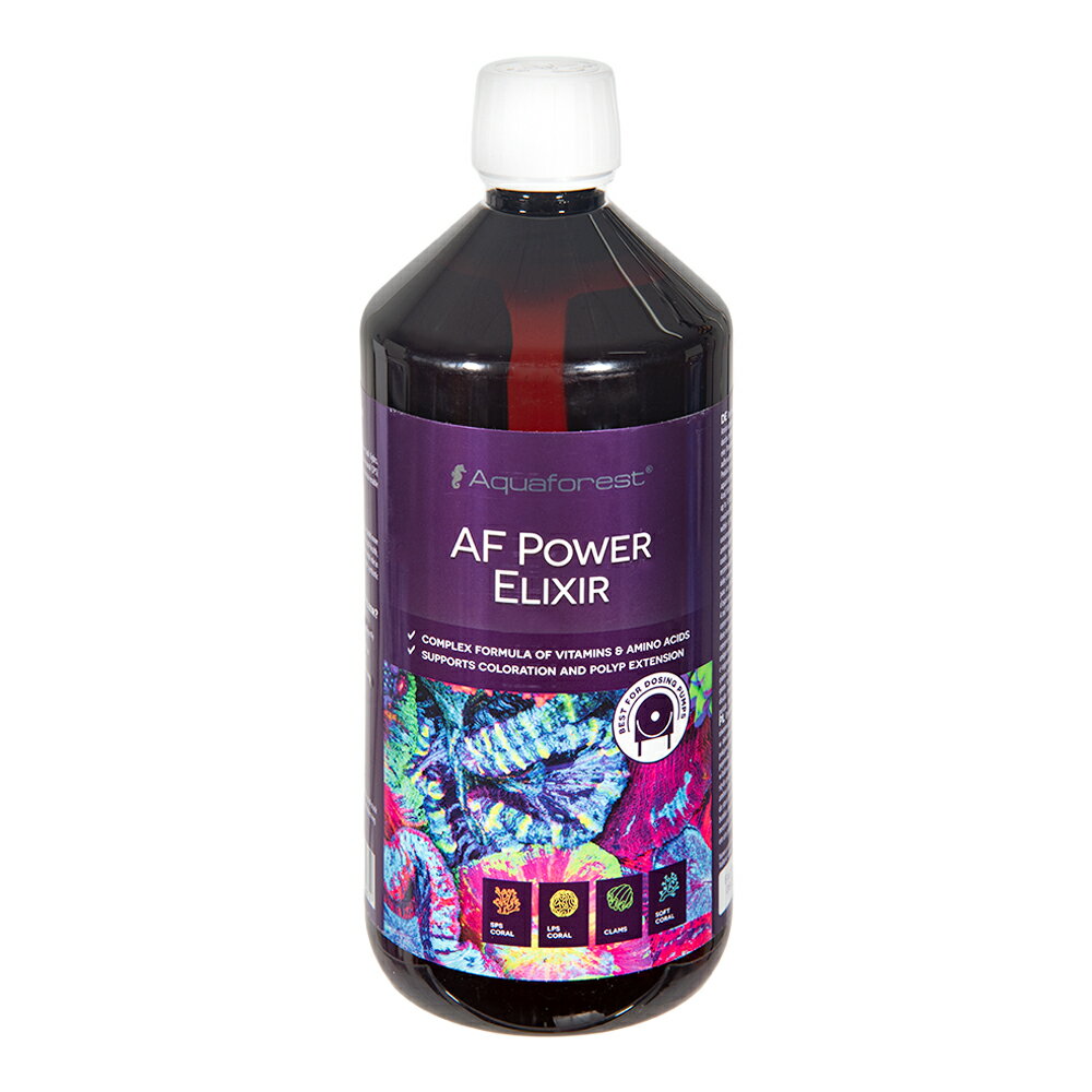 メーカー：アクアフォレストサンゴの成長をサポート！アクアフォレスト　AF　Power　Elixir　1000ml対象サンゴ特長●完全にバランスのとれた複雑なアミノ酸とビタミンの独自のブレンドの添加剤です。●プレミアム栄養素への継続的なアクセスにより、サンゴ褐虫藻の着色を促進します。●光合成と自然なサンゴの成長パターンをサポートします。●ドーシングポンプにによる添加に対応しています。●冷蔵、希釈、振とう不要。タンクの化学的性質を損なう可能性のある有害物質を含みません。内容量1000ml生産国ポーランドご注意※本品はアクアリウム用品です。目的以外の用途では使用しないでください。※基本的な水質や状態が整っている環境で使用する事をおすすめします。※ドーシングポンプについては、毎月の投与量を測定し、投与する容器に分けておくことをお勧めします。FaunaMarin　Amin　250ml　複合アミノ酸 … アクアフォレスト　AF　Power　Elixir　1000ml　アクアリウム　アクアリウム用品　aqua　アクア　アクア用品　水槽用　海水水槽　海水　海水用　海水魚　珊瑚　さんご　コーラル　添加剤　サプリメント　サプリ　添加　ミドリイシ　SPS　LPS　アミノ酸　ビタミン　20260612　kak　y26m06　5902026732819■この商品をお買い上げのお客様は、下記商品もお買い上げです。※この商品には付属しません。■FaunaMarin　Amin　250ml　複合アミノ酸