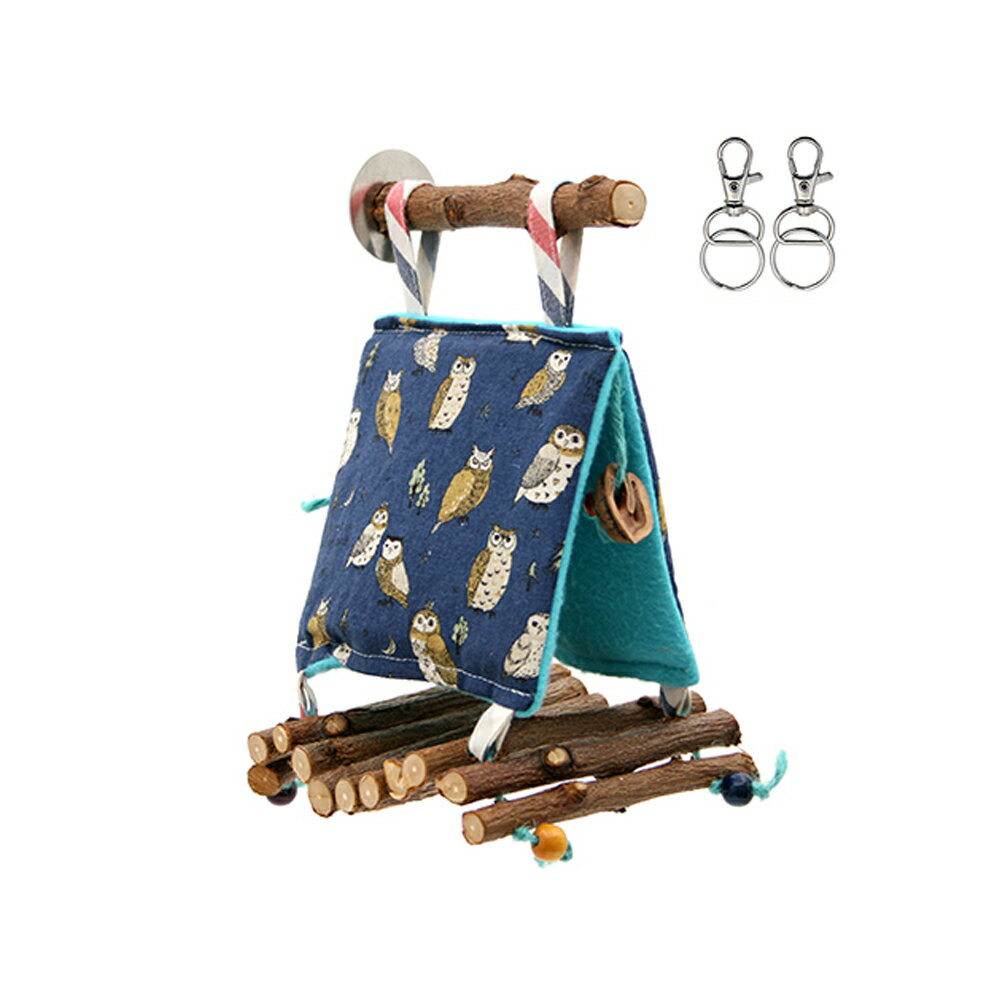 ふくろう柄のツリーハウス 【紺色】 ハンドメイド 吊り下げ用金具付き 関東当日便