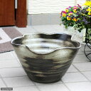 アウトレット品 睡蓮鉢 国産 手作り睡蓮鉢 益子焼 彩(SAI) 花型 炭化 直径約38cm ビオトープ 訳あり 関東当日便