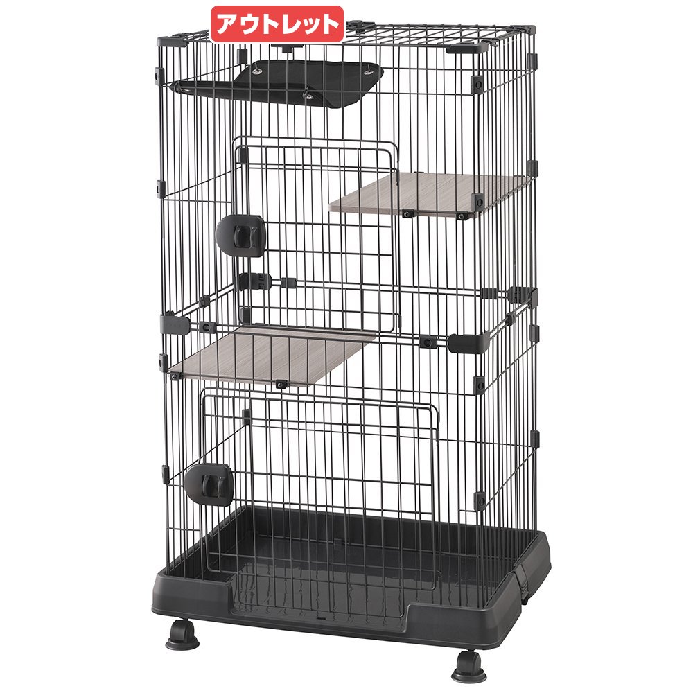 アウトレット品　アイリスオーヤマ　ミニキャットケージ　ハンモック付き　PMCC−115H　マットグレー　..