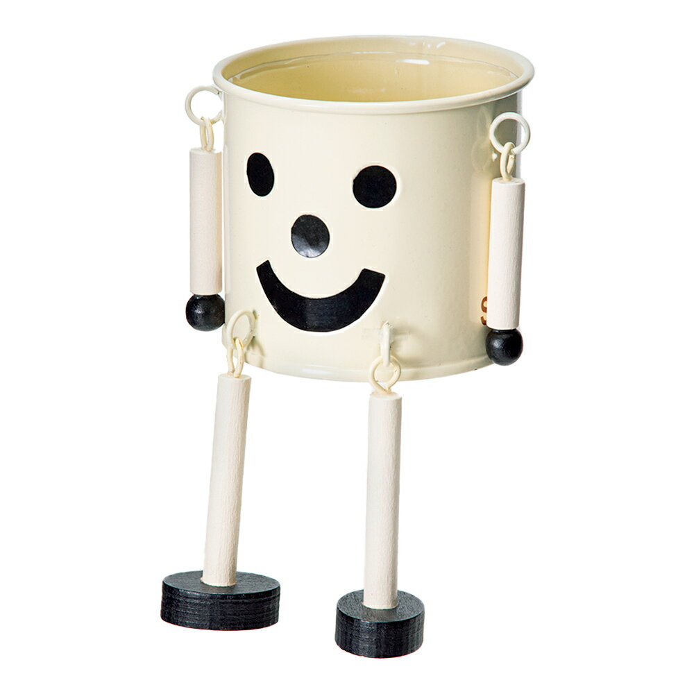 鉢 ブリキマン アイボリー S 穴あり 関東当日便