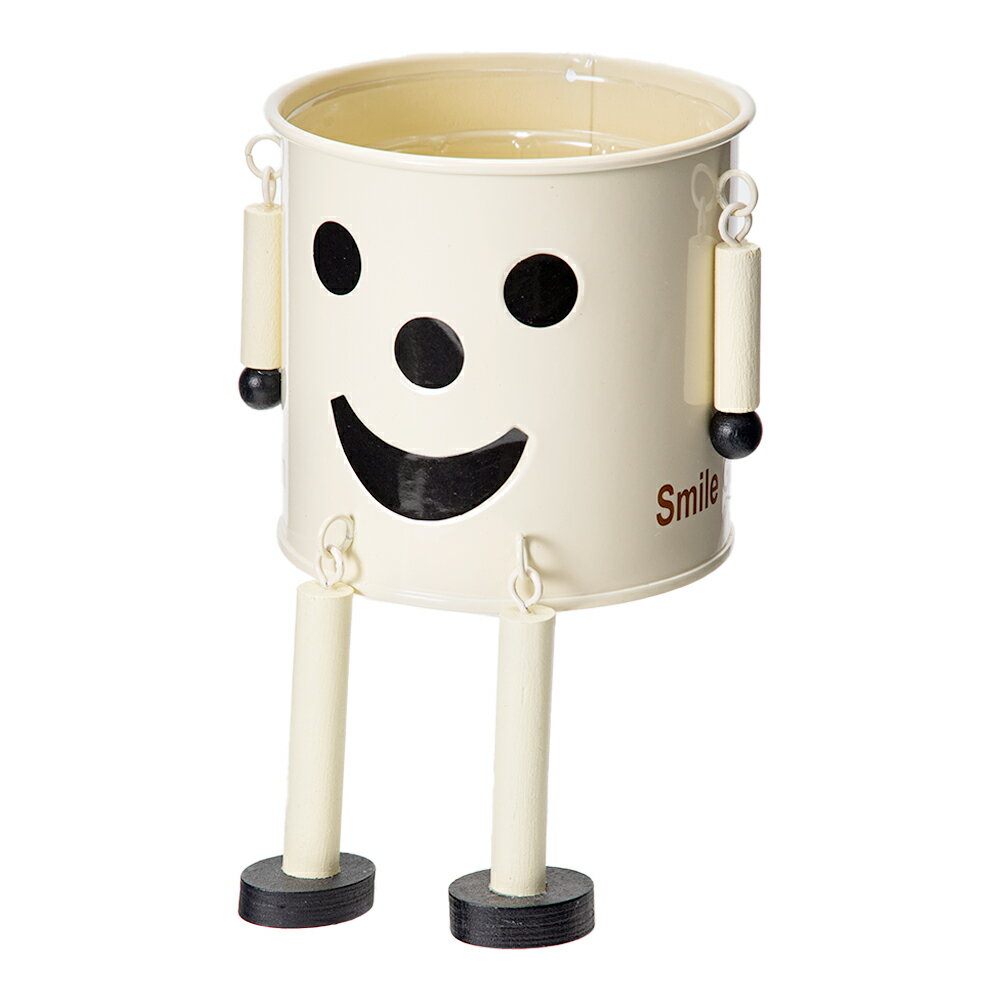 鉢 ブリキマン アイボリー M 穴あり 関東当日便