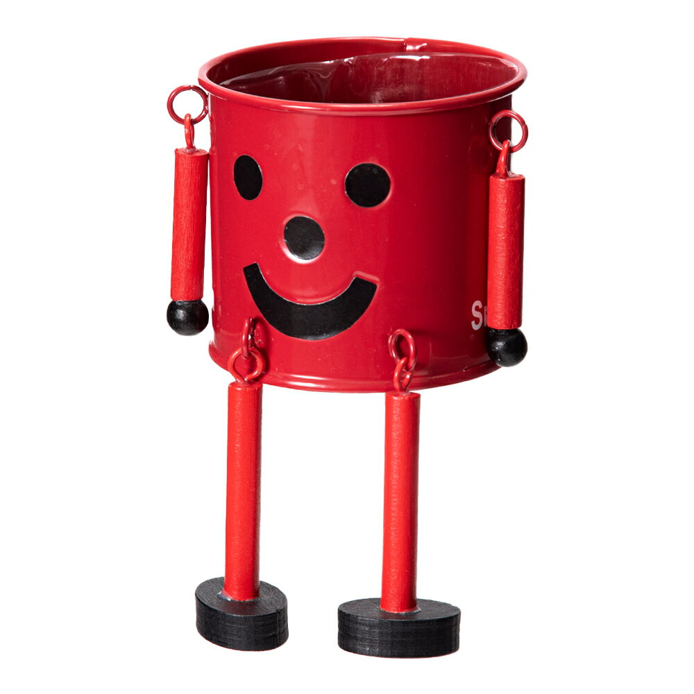 鉢 ブリキマン レッド S 穴あり 関東当日便