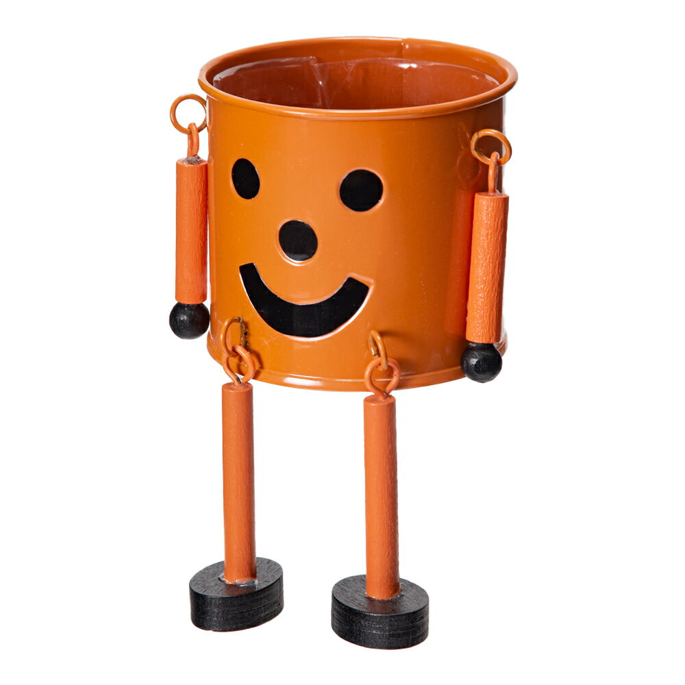 鉢 ブリキマン オレンジ S 穴あり 関東当日便