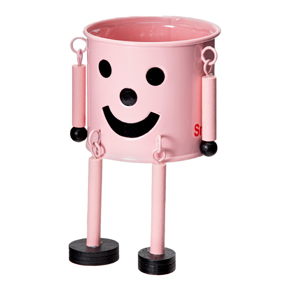 鉢 ブリキマン ピンク S 穴あり 関東当日便