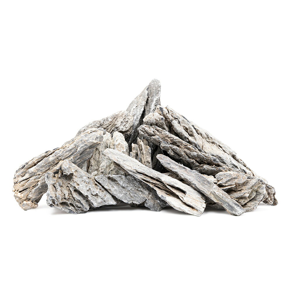 険しい雰囲気の山岳レイアウトに！嶮朧石　10kg　5〜30cm対象淡水用特長●「嶮朧石（けんろうせき）」は灰色を基調とした色合いのレイアウトストーンです。●細長いものが多いため、立てて使用することで険しい雰囲気の山岳レイアウトを造ることができます。●層になっている物が多いことから、向きを統一することでより迫力のあるレイアウトに仕上がります。●前景草を多用した爽やかな草原レイアウトにも、よく似合います。●アクアリウムとしての用途以外にも、テラリウムなどにおすすめです。内容量10kgサイズ（約）最大辺：5〜30cm程度※天然石となりますので、形状や色味にはバラツキがございます。予めご了承ください。※なるべく異なるサイズのものをミックスしております。ご注意※ご使用前によく水で洗ってから水槽へ投入してください。※サイズは形状により表示寸法と多少異なる場合がございます。予めご了承ください。※必ず底床を敷いてレイアウトをしてください。石を底面に直置きすると、水槽に傷をつける恐れがあります。※水洗い等をする際は、鋭い部分がございますので、ケガをなさらないよう十分に注意してお取扱いください。※石は種類に関わらず、多少の硬度の上昇を招きます。一般的な種類であれば育成に影響はありませんが、極端に硬度の上昇・アルカリ性の水質を嫌う種類を飼育されている水槽にご使用の場合には、十分にご注意くださいませ。 … 嶮朧石　10kg　5〜30cm　60cm水槽向け　形状お任せ　アクアリウム　レイアウト素材　2250008083613　アクアリウム用品　アクア用品　素材　レイアウト　石　岩　飾り石　天然石　天然岩　自然石　ロック　ストーン　レイアウトストーン　和風　隠れ家　水槽用アクセサリ　爬虫類　両生類　テラリウム　ビバリウム　パルダリウム　メダカ　熱帯魚　観賞魚　kszk　sk0311_n　20260805　y26m08
