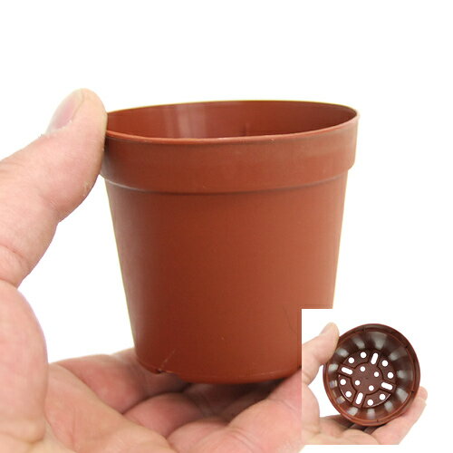 鉢　プラポット　7．5cm　茶　穴ありタイプ　10個セット　関東当日便