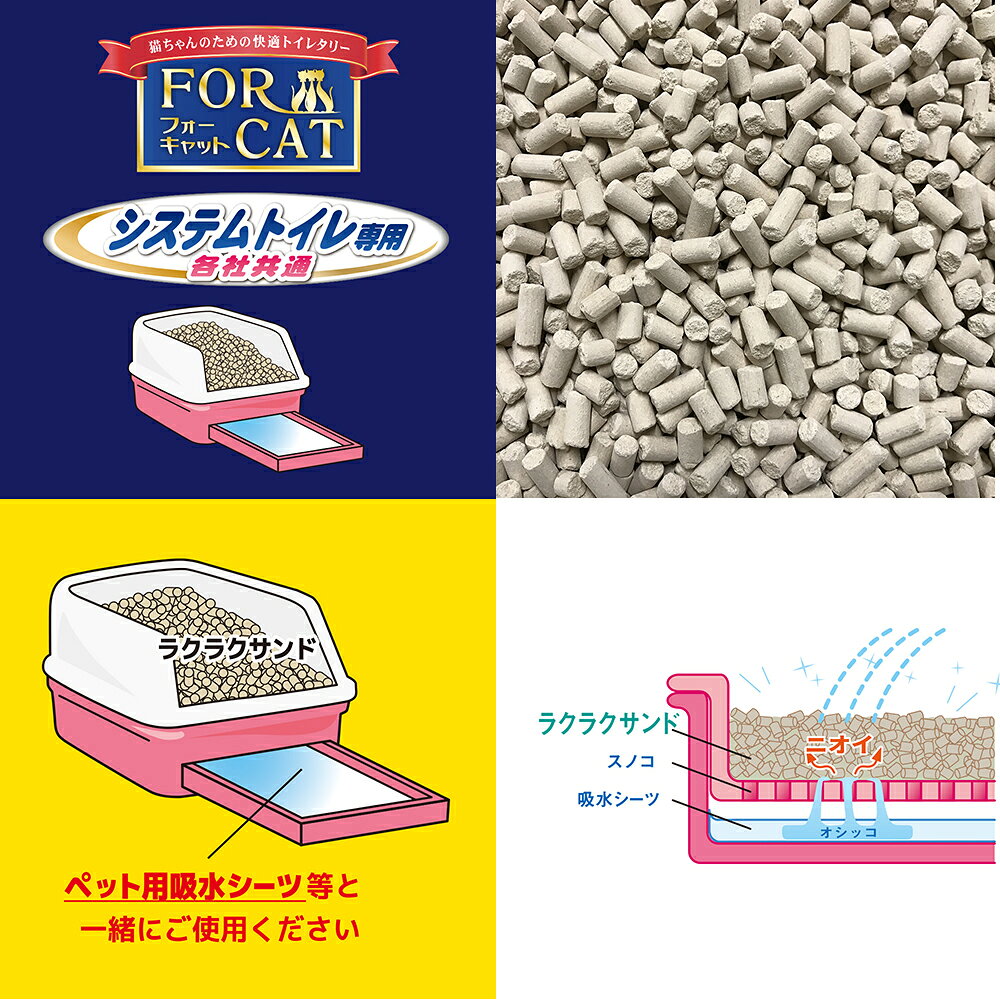 猫砂　お一人様4点限り　ラクラクサンド　4L　システムトイレ用　猫砂　天然ゼオラ...
